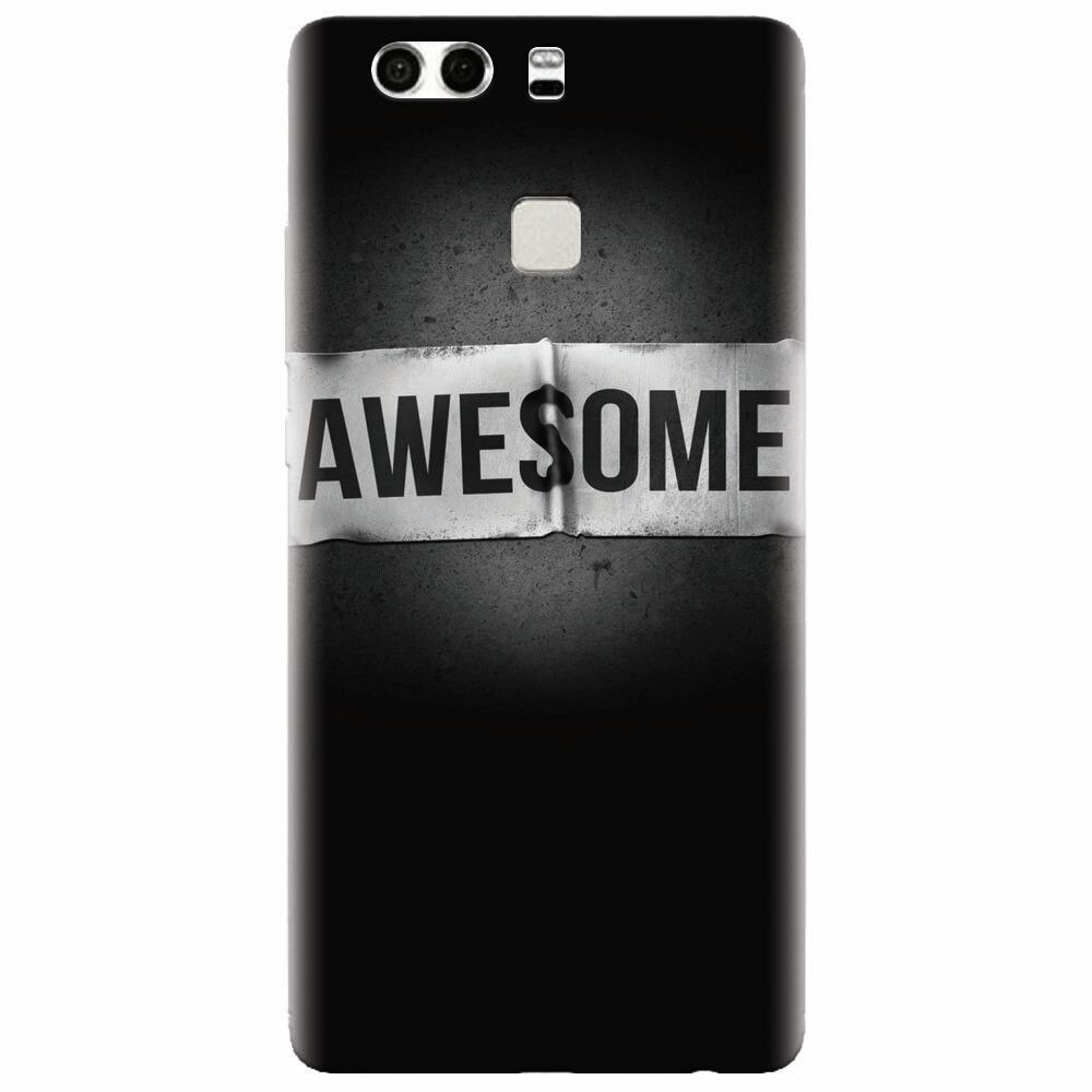 Husa silicon pentru Huawei P9 Plus, Awesome Label Dark