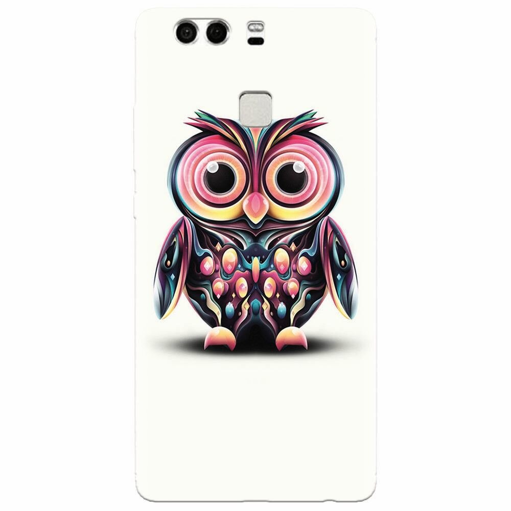Husa silicon pentru Huawei P9, Colorful Owl Illustration