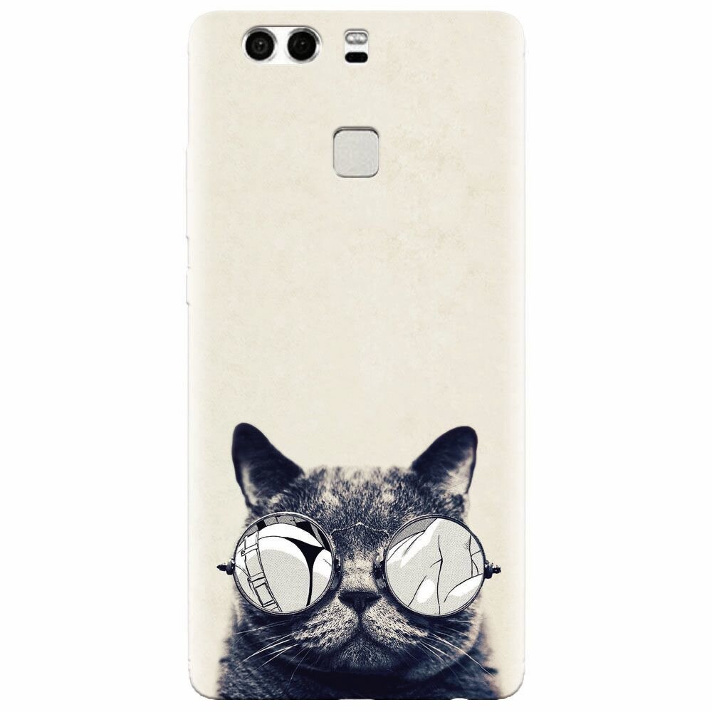 Husa silicon pentru Huawei P9 Plus, Cool Cat Glasses