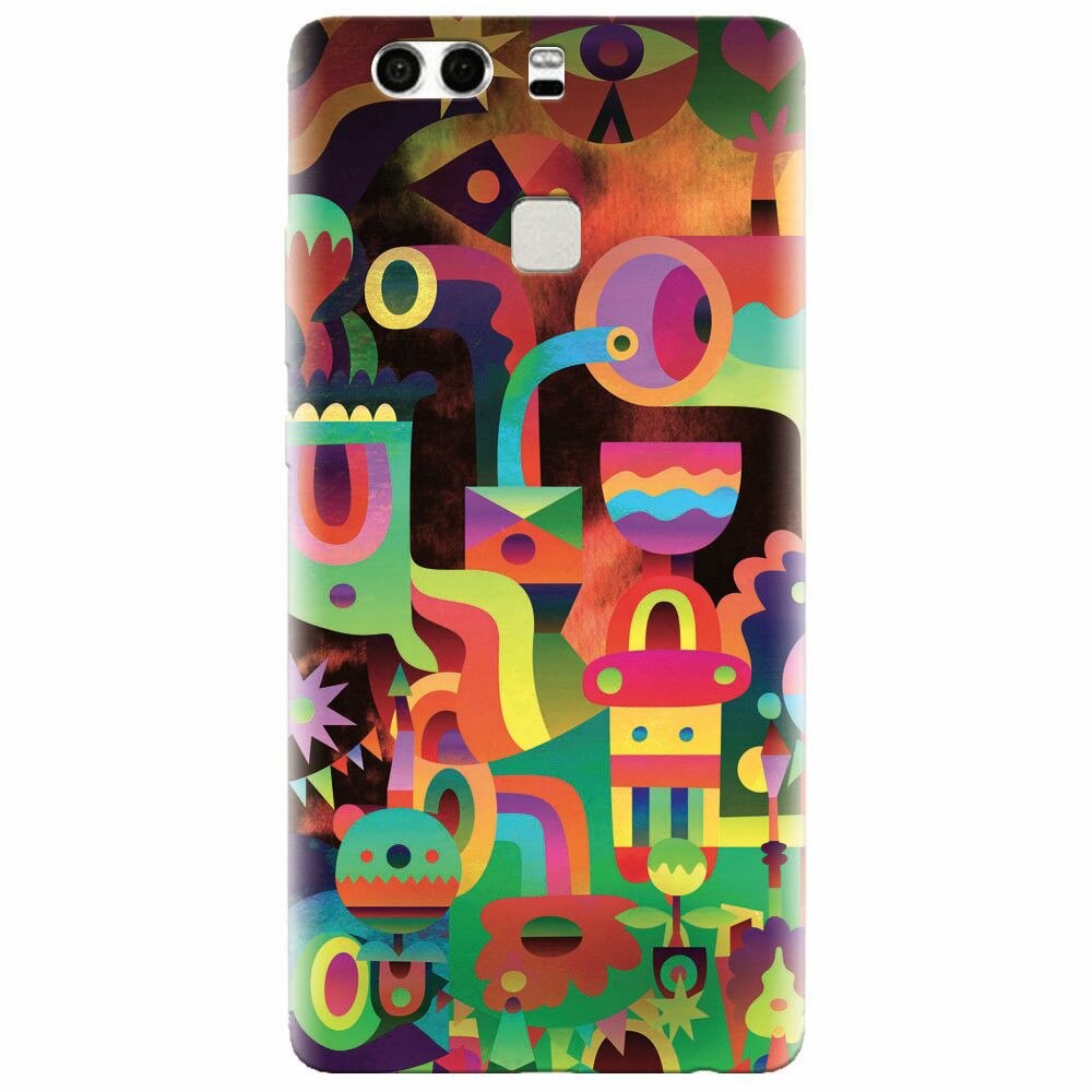 Husa silicon pentru Huawei P9 Plus, Abstract Colorful Shapes