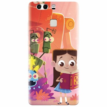 Husa silicon pentru Huawei P9, Children Kids Robots Illustration Colorful K Husa silicon pentru Huawei P9, Children Kids Robots Illustration Colorful K