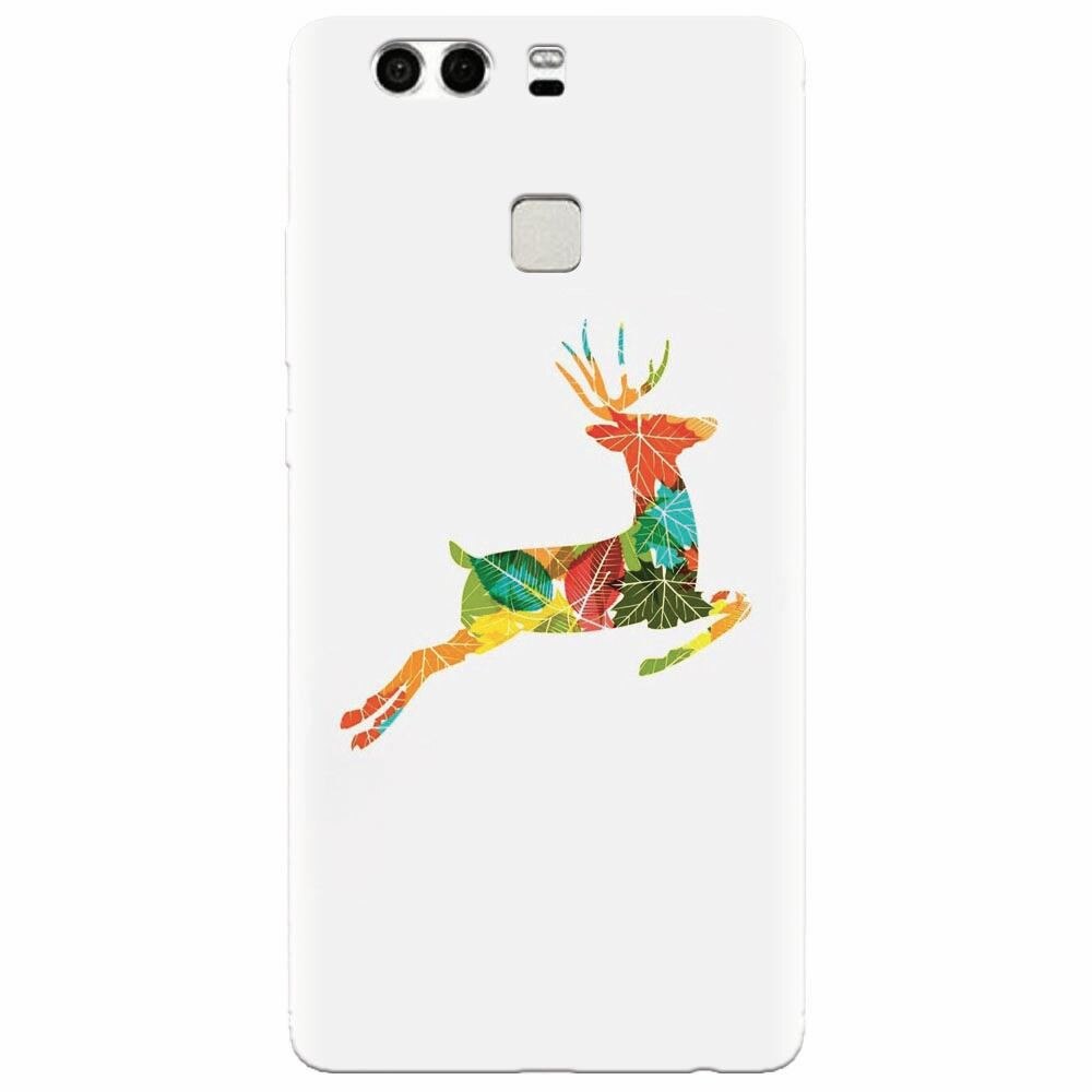 Husa silicon pentru Huawei P9, Colorful Reindeer Jump Illustration