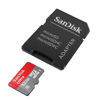 SanDisk, Card de memorie cu adaptor MicroSHDC, 32GB, Clasa 10, UHS-I, 80 MB/s SanDisk, Card de memorie cu adaptor MicroSHDC, 32GB, Clasa 10, UHS-I, 80 MB/s