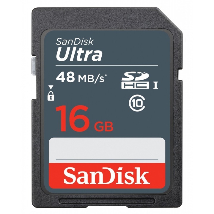 Card de memorie SDHC, SanDisk, 16GB, 48MB/s, UHS-I, Clasa 10