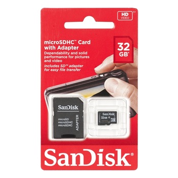 Card de memeorie, Sandisk, MicroSDHC 32gb, Adaptor SD, Clasa 4 Card de memeorie, Sandisk, MicroSDHC 32gb, Adaptor SD, Clasa 4