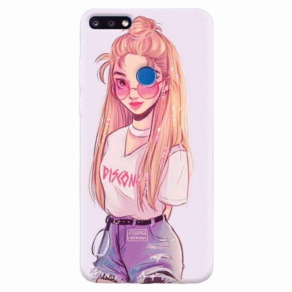 Husa silicon pentru Huawei Y7 Prime 2018, Girl Look