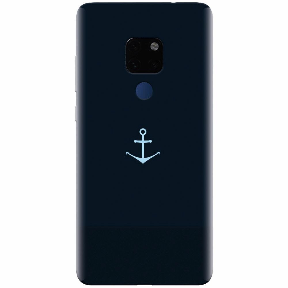 Husa silicon pentru Huawei Mate 20, Blue Navy Anchor Illustration Flat