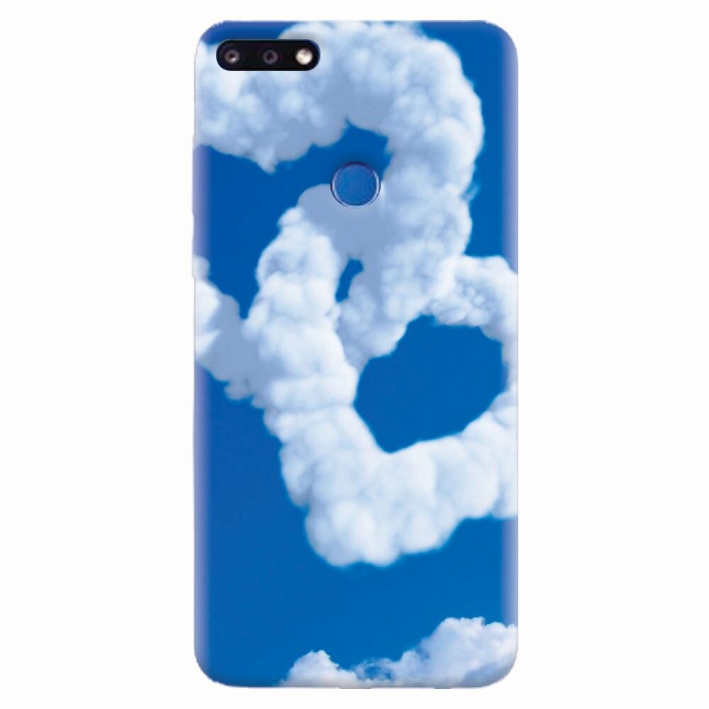 Husa silicon pentru Huawei Y7 Prime 2018, Heart Shaped Clouds Blue Sky