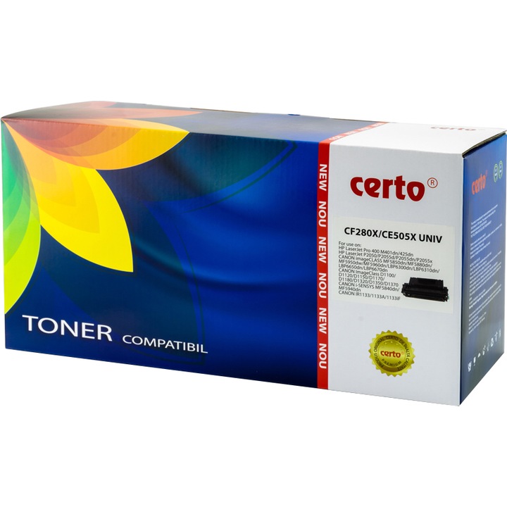 Certo CF280X / CE505X / CRG-719H UNIV Festékkazetta , 6 900 oldal, kompatibilis a HP LASERJET PRO 400 M401A készülékkel