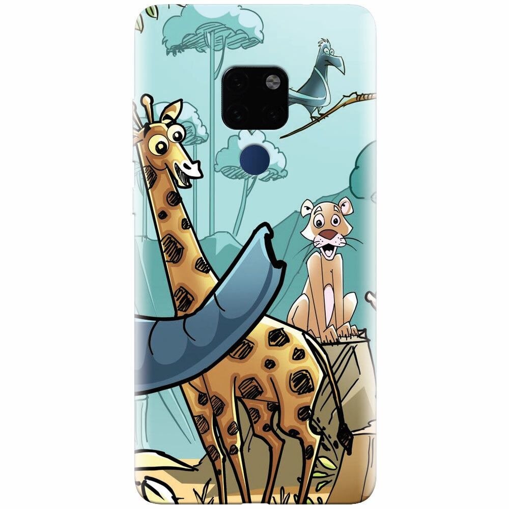 Husa silicon pentru Huawei Mate 20, Children Drawings Elephants Giraffes Lions