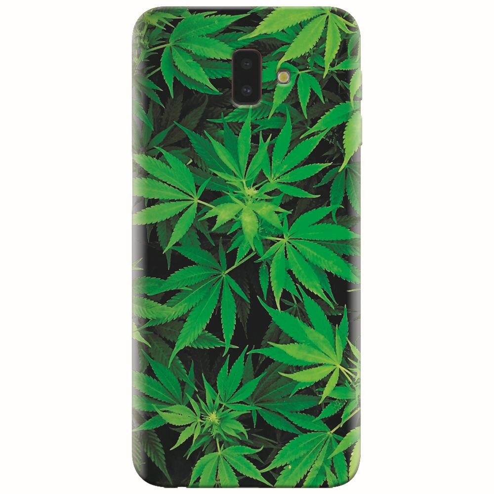 Husa silicon pentru Samsung Galaxy J6 Plus, Green Leaf Pattern