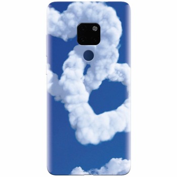 Husa silicon pentru Huawei Mate 20, Heart Shaped Clouds Blue Sky Husa silicon pentru Huawei Mate 20, Heart Shaped Clouds Blue Sky