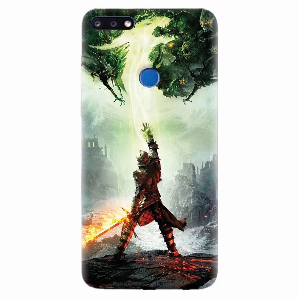 Husa silicon pentru Huawei Y7 Prime 2018, Green Dragon