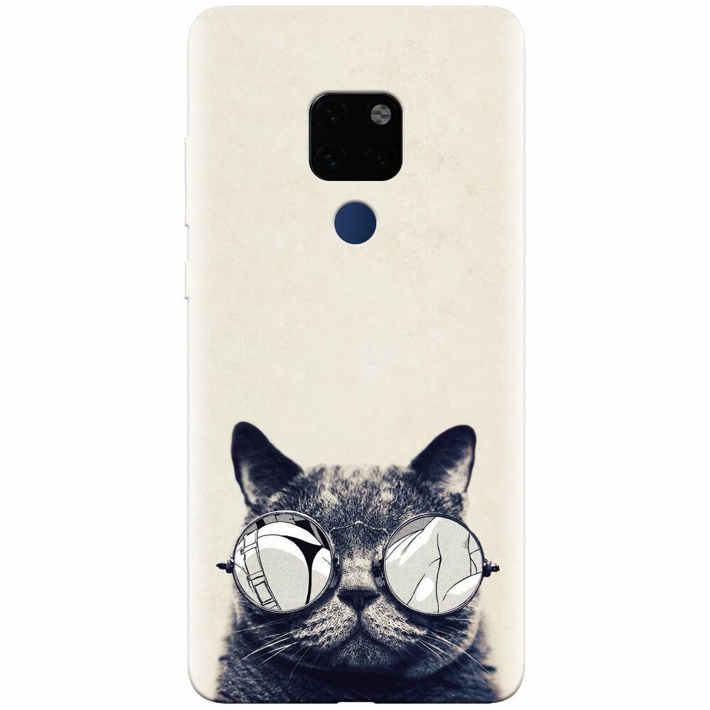 Husa silicon pentru Huawei Mate 20, Cool Cat Glasses