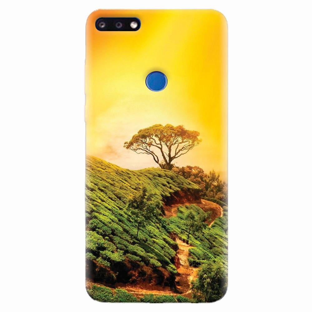 Husa silicon pentru Huawei Y7 Prime 2018, Hill Top Tree Golden Light