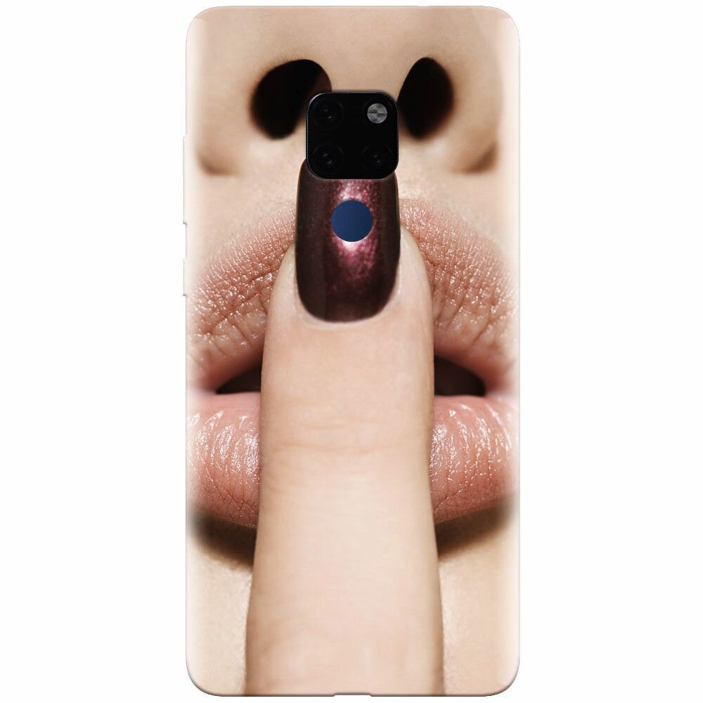 Husa silicon pentru Huawei Mate 20, Finger Purple Nailpolish Girl Lips