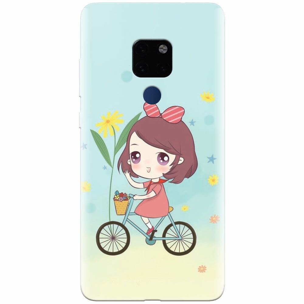 Husa silicon pentru Huawei Mate 20, Girl And Bike