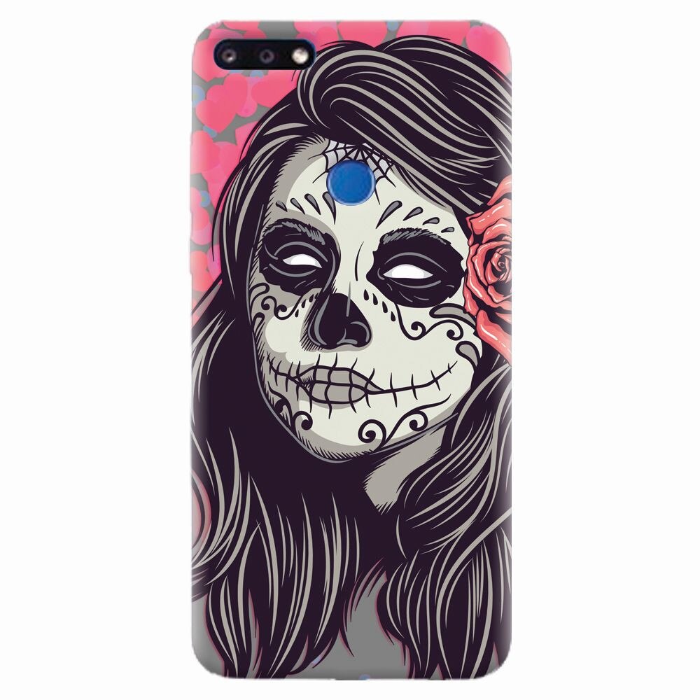 Husa silicon pentru Huawei Y7 Prime 2018, Mexican Girl Skull