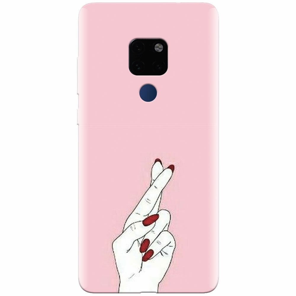Husa silicon pentru Huawei Mate 20, Pink Finger Cross