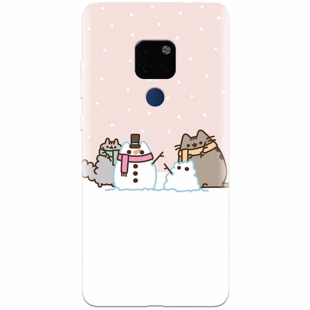 Husa silicon pentru Huawei Mate 20, Cat And Snowman