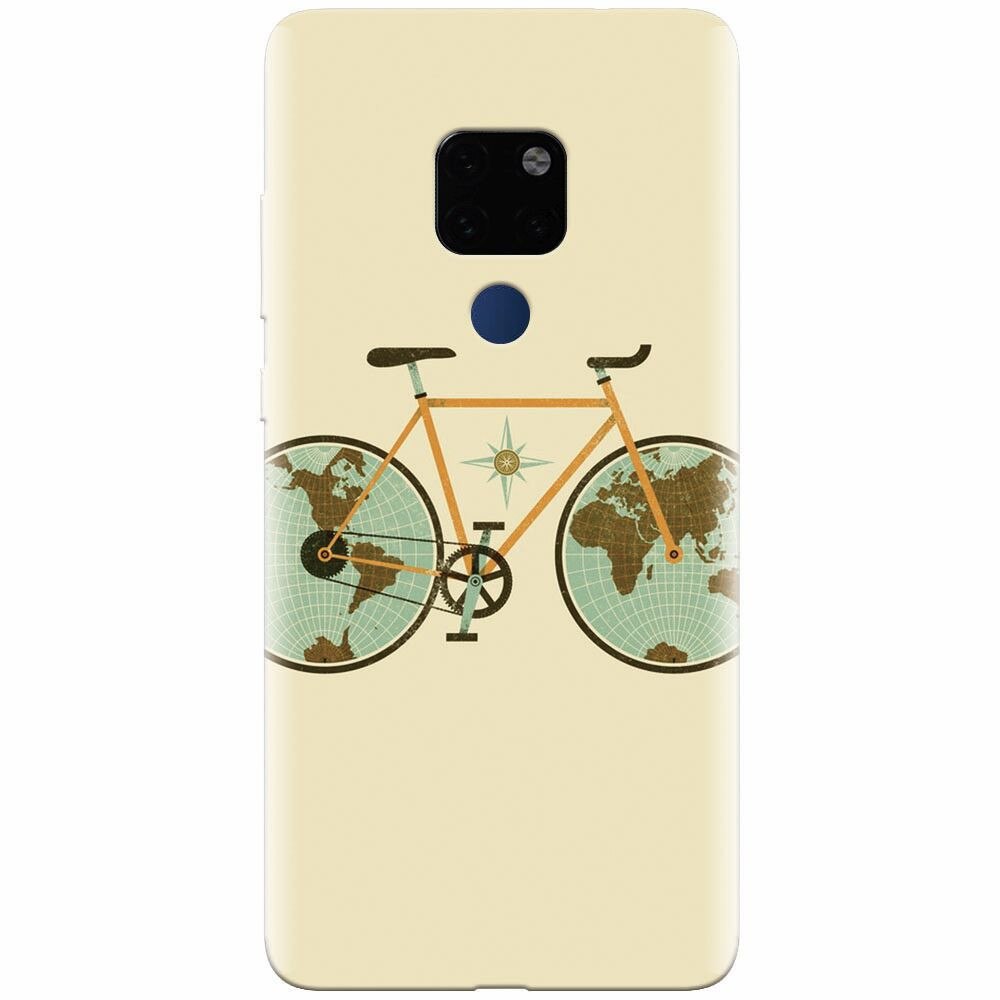 Husa silicon pentru Huawei Mate 20, Retro Bicycle Illustration