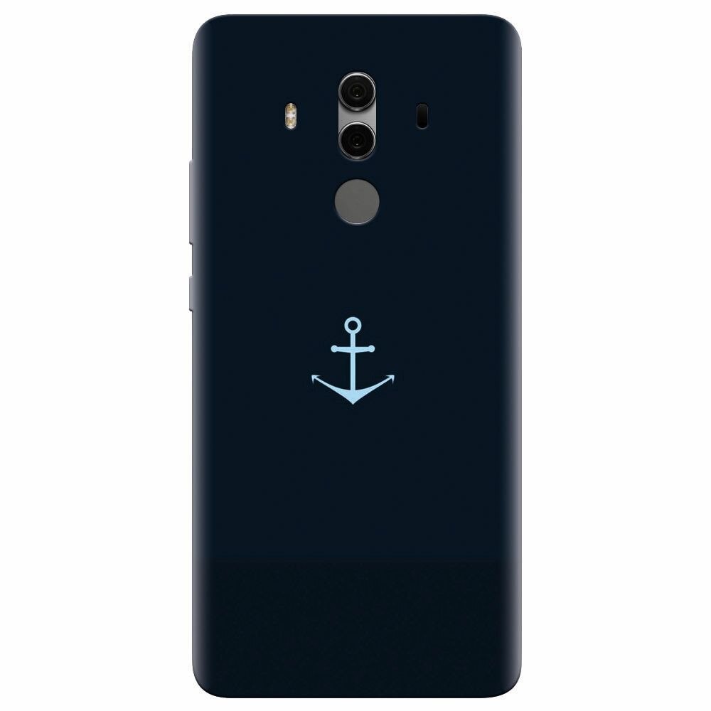 Husa silicon pentru Huawei Mate 10, Blue Navy Anchor Illustration Flat