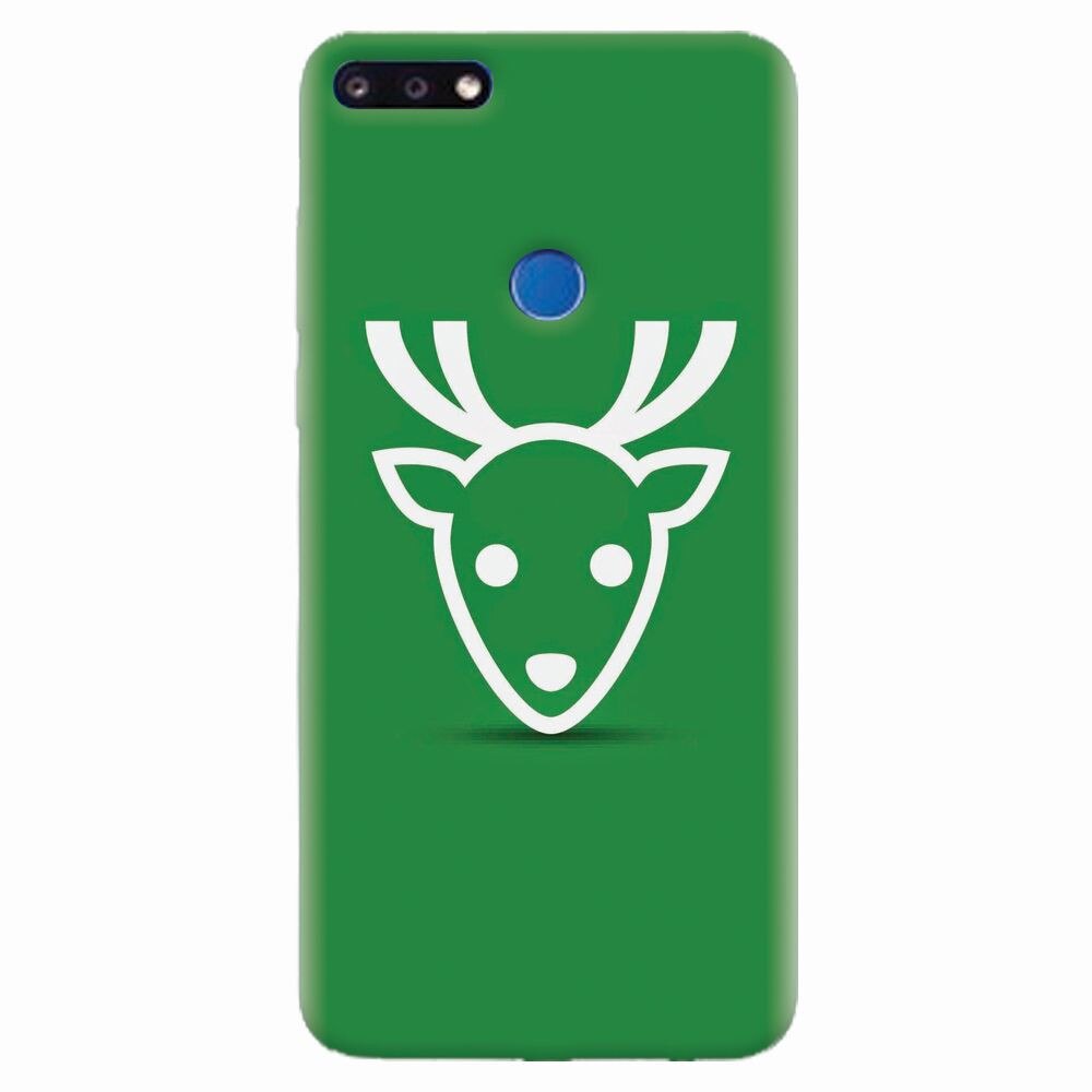 Husa silicon pentru Huawei Y7 Prime 2018, Minimal Reindeer Illustration Green