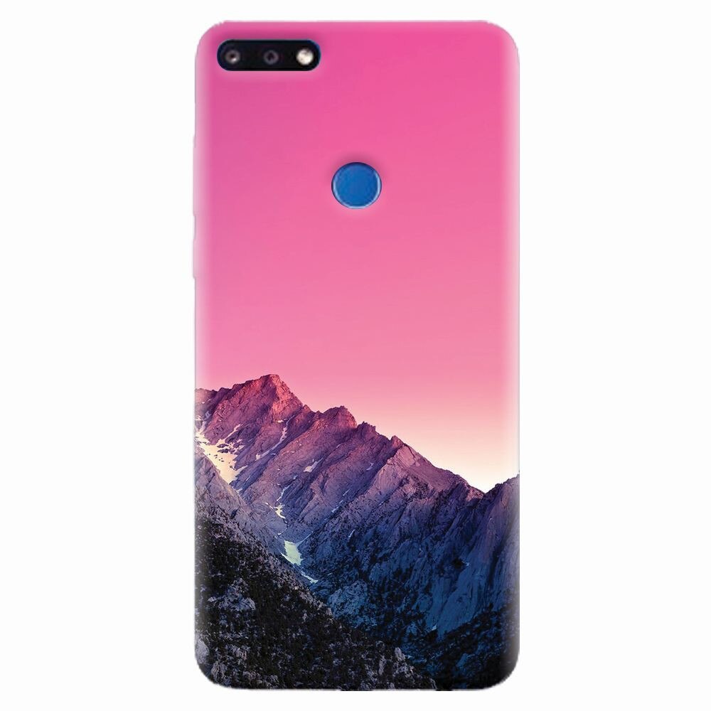 Husa silicon pentru Huawei Y7 Prime 2018, Mountain Peak Pink Gradient Effect