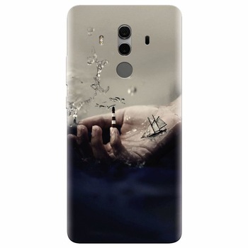 Husa silicon pentru Huawei Mate 10, 3D Hand Ocean Render Husa silicon pentru Huawei Mate 10, 3D Hand Ocean Render