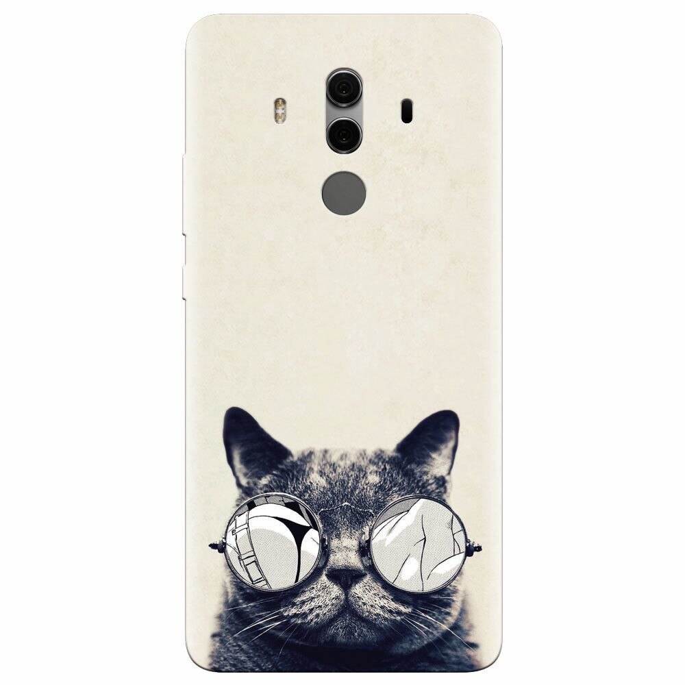 Husa silicon pentru Huawei Mate 10, Cool Cat Glasses