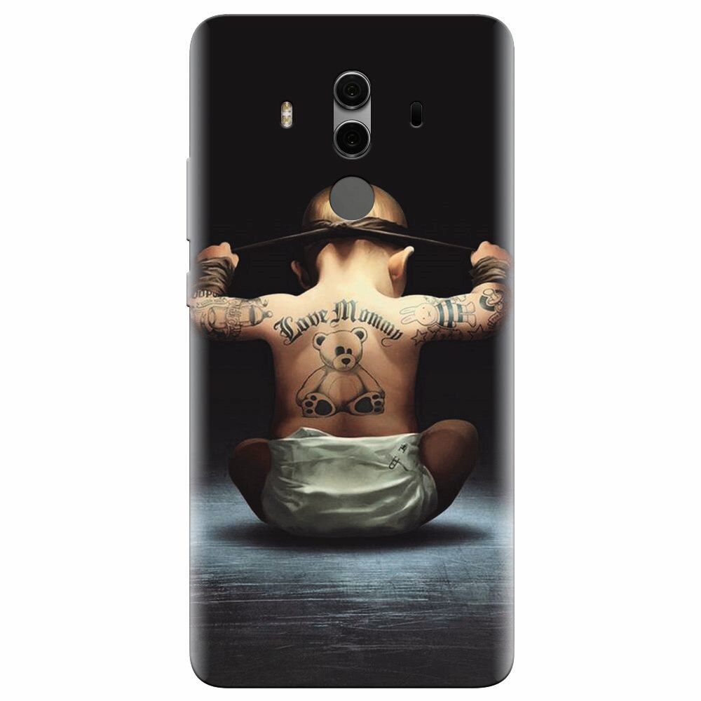 Husa silicon pentru Huawei Mate 10, Body Builder Cute Baby Tattoo