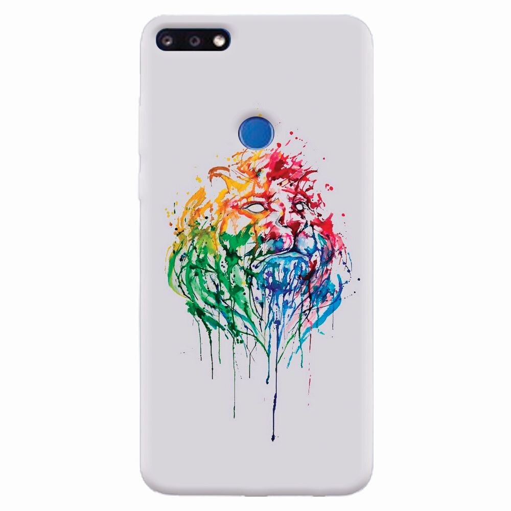 Husa silicon pentru Huawei Y7 Prime 2018, Paint Illustration Lion Head