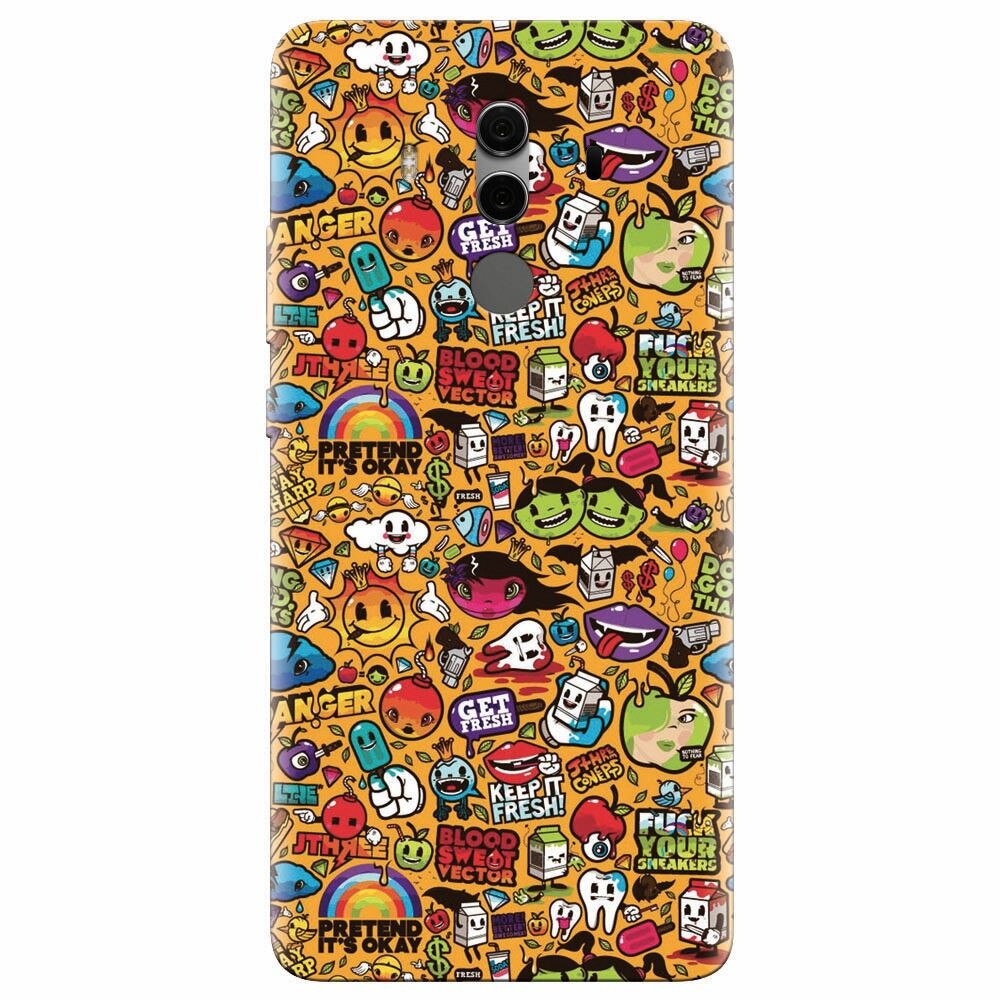 Husa silicon pentru Huawei Mate 10, Colorful Sticker Illustrations