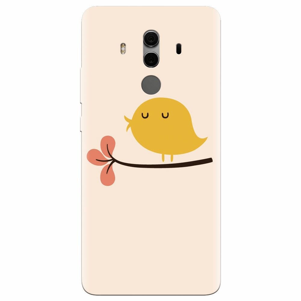 Husa silicon pentru Huawei Mate 10, Flat Minimal Cute Bird Illustration