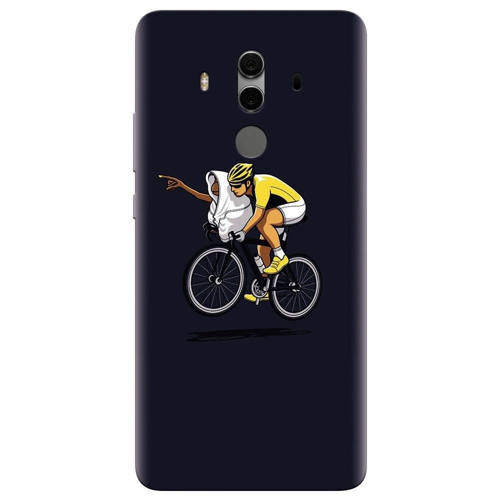 Husa silicon pentru Huawei Mate 10, ET Riding Bike Funny Illustration