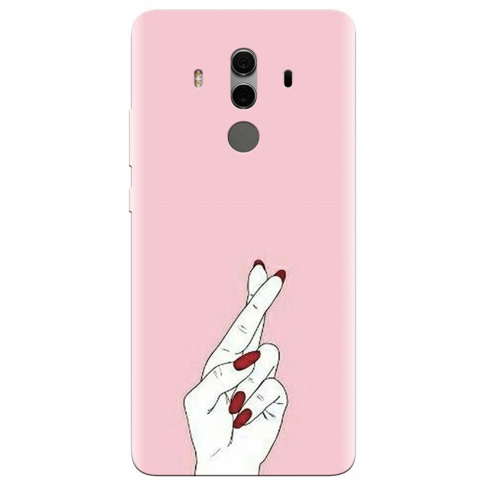 Husa silicon pentru Huawei Mate 10, Pink Finger Cross