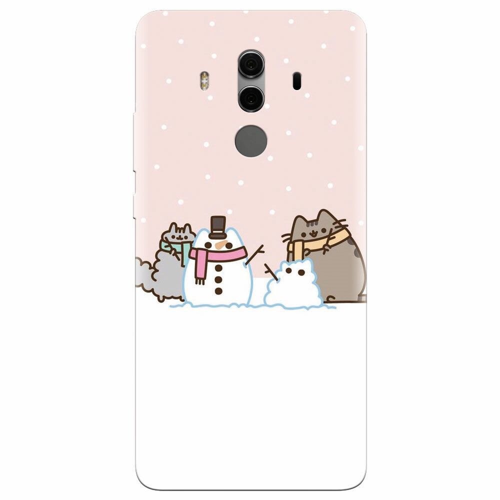 Husa silicon pentru Huawei Mate 10, Cat And Snowman