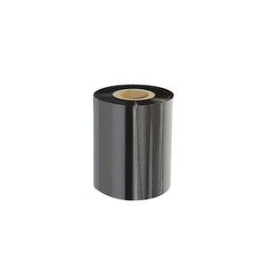 Ribon transfer termic wax-resin, negru, 50mm x 300m, ink out, tub 1 inch, pentru imprimare etichete hartie cretata si necretata, substrat plastic PP, PE, PVC satin, poliamida