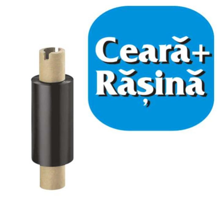 Ribon amestec ceara si rasina, 64mm x 74m, pentru imprimante de transfer termic, destinate imprimarii de etichete, ink out