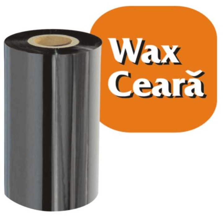 Ribon termic ceara, 110mm x 300m, pentru imprimante de transfer termic, destinat imprimarii de etichete, ceara, out, 110mm x 300m, ink out