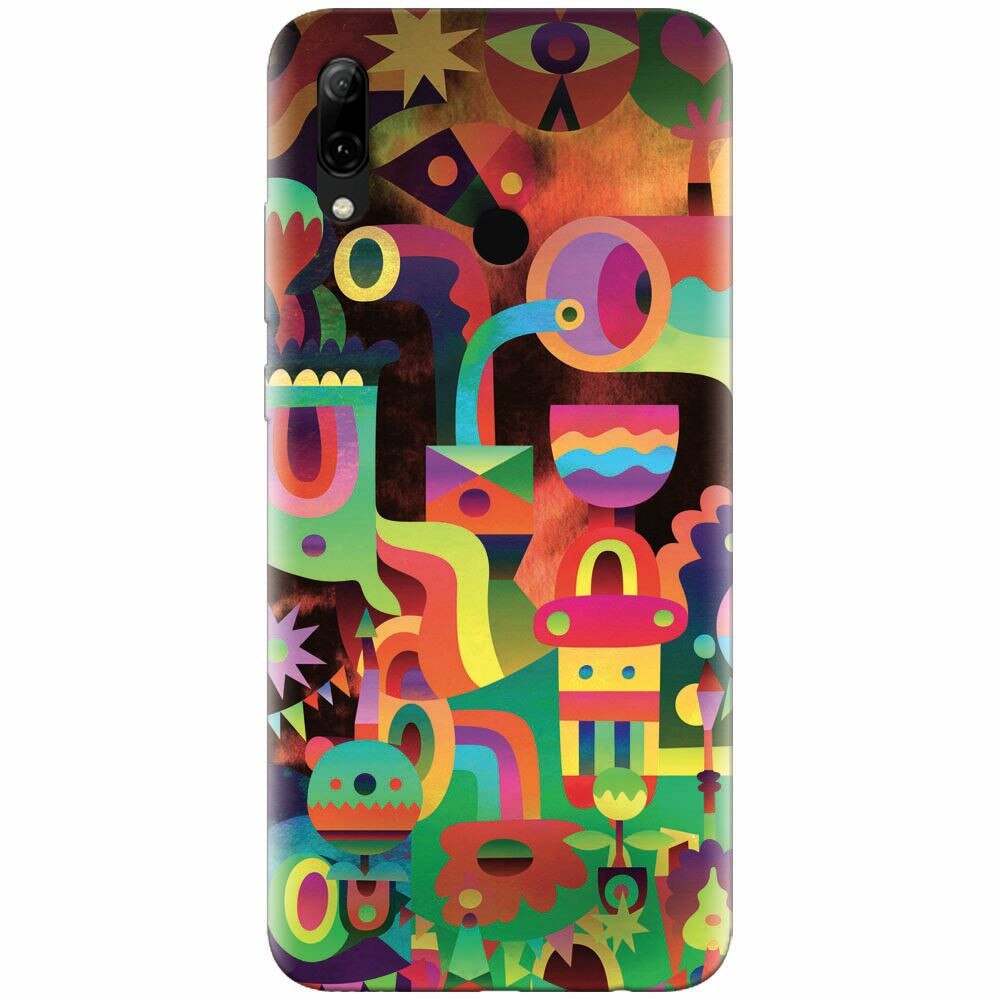 Husa silicon pentru Huawei P Smart 2019, Abstract Colorful Shapes