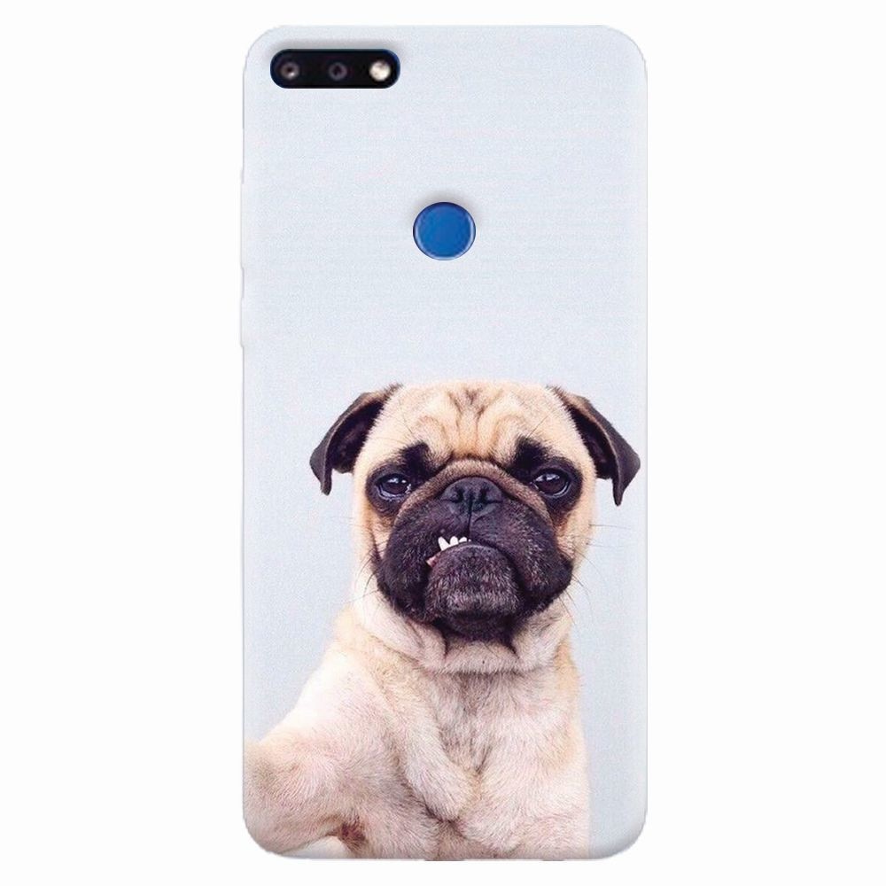 Husa silicon pentru Huawei Y7 Prime 2018, Simple Pug Selfie