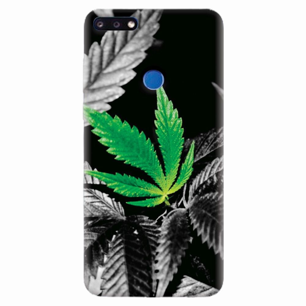 Husa silicon pentru Huawei Y7 Prime 2018, Trippy Pot Leaf Green
