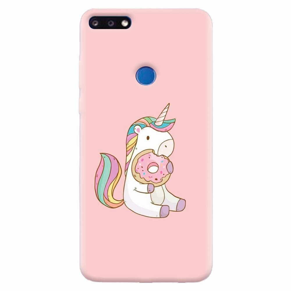 Husa silicon pentru Huawei Y7 Prime 2018, Unicorn Donuts