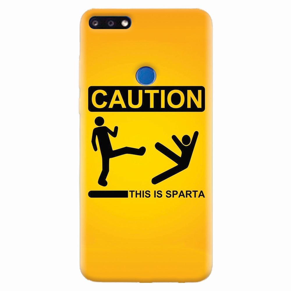 Husa silicon pentru Huawei Y7 Prime 2018, This Is Sparta Funny Illustration