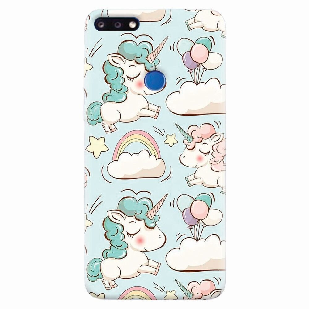 Husa silicon pentru Huawei Y7 Prime 2018, Unicorns And Clouds