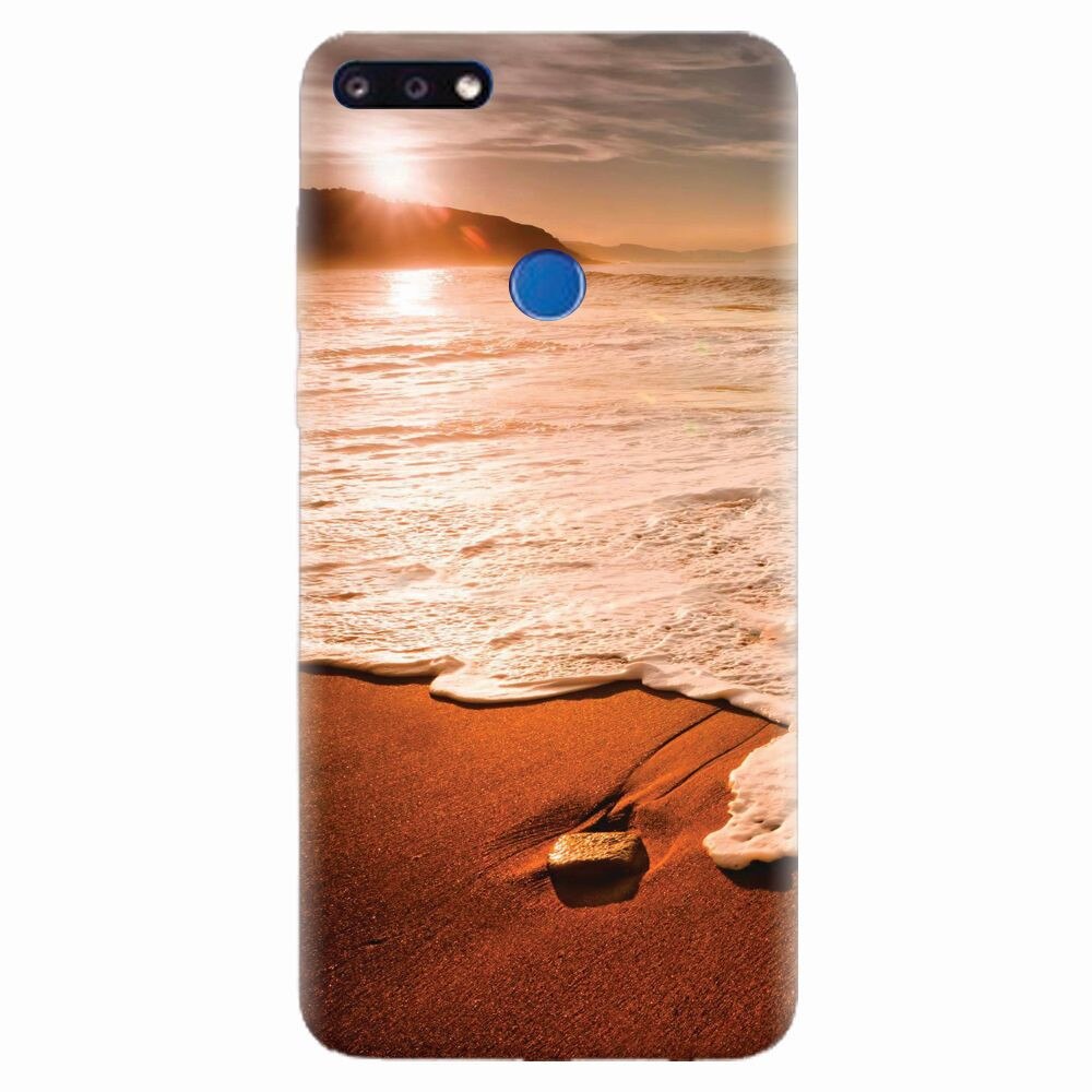 Husa silicon pentru Huawei Y7 Prime 2018, Sunset Foamy Beach Wave