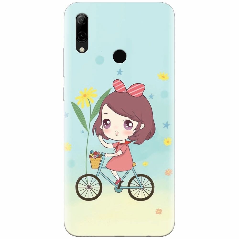 Husa silicon pentru Huawei P Smart 2019, Girl And Bike