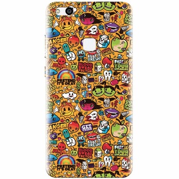 Husa silicon pentru Huawei P10 Lite, Colorful Sticker Illustrations Husa silicon pentru Huawei P10 Lite, Colorful Sticker Illustrations