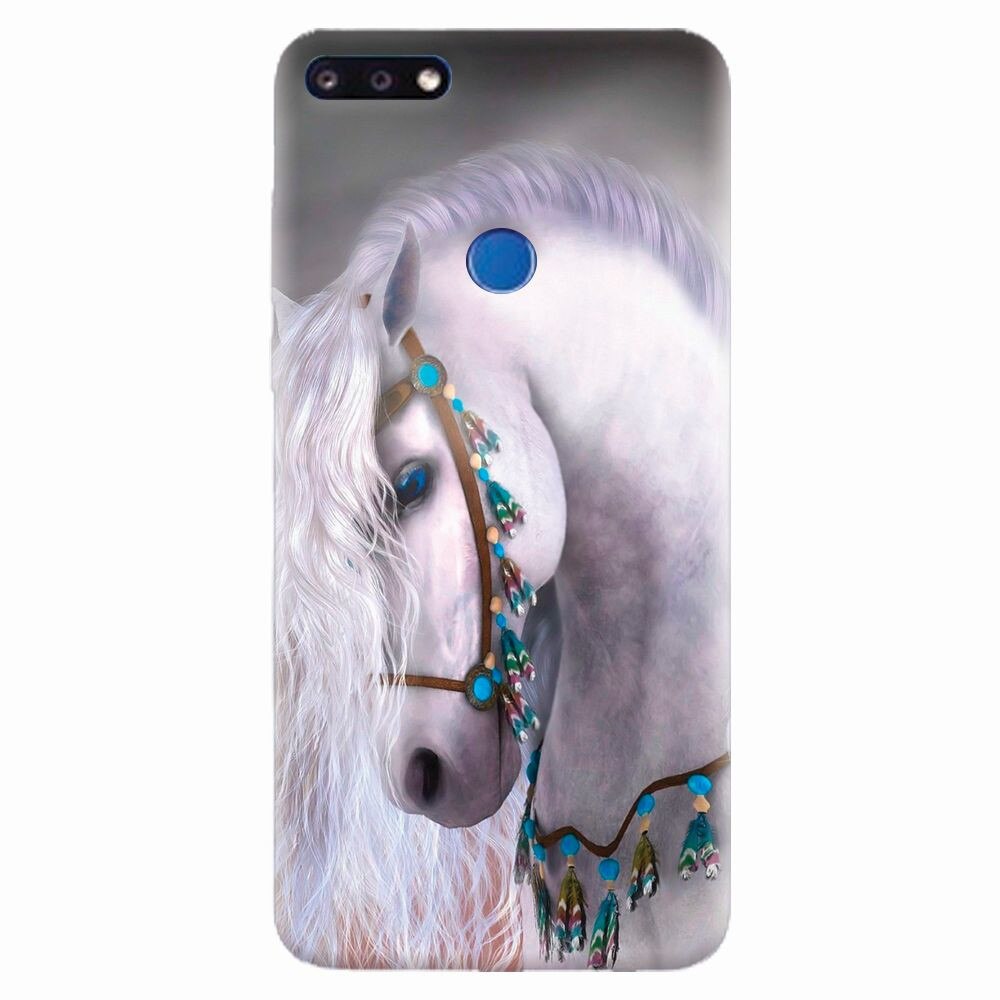 Husa silicon pentru Huawei Y7 Prime 2018, White Horse
